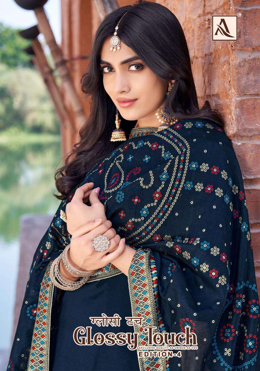 alok glossy touch vol 4 series 1874001-1874006 zam print wholesale suit 