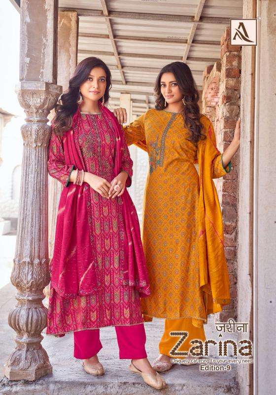 alok zarina vol 9 series 1863001-1863006 viscose rayon wholesale suit 