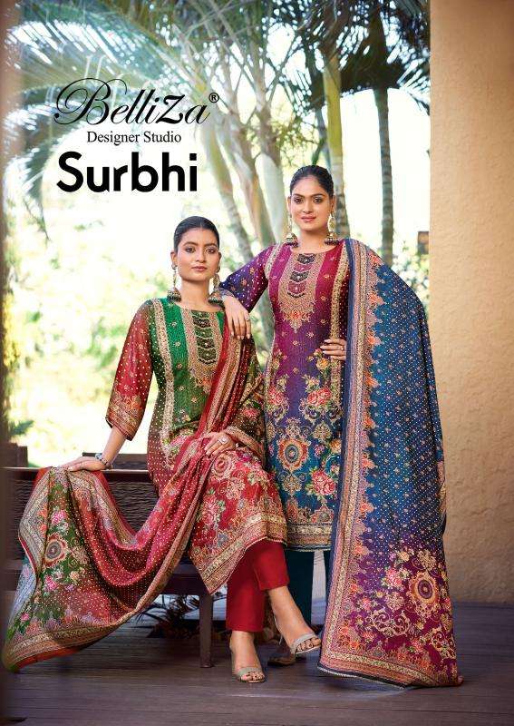 Belliza surbhi series 8261001-826003 viscose muslin wholesale suit