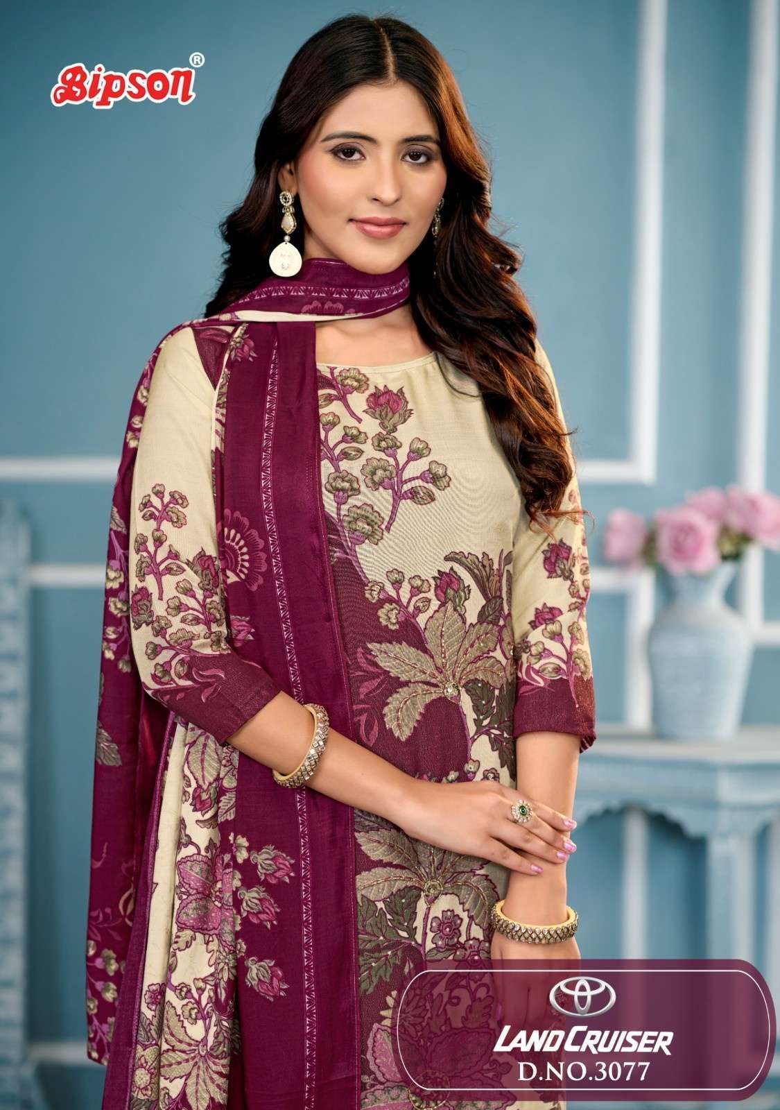 Bipson land cruiser 3077 viscose Muslin wholesale suit