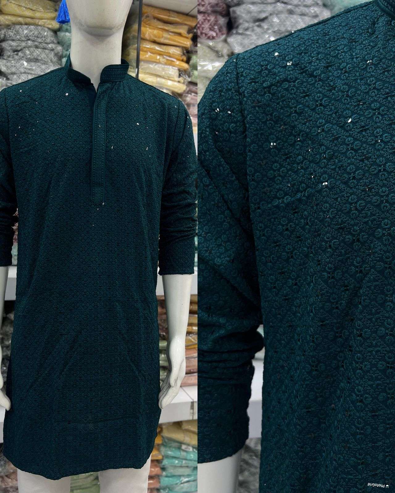 Desi Boyz 14 kg Heavy Rayon chikan work wholesale mens kurta