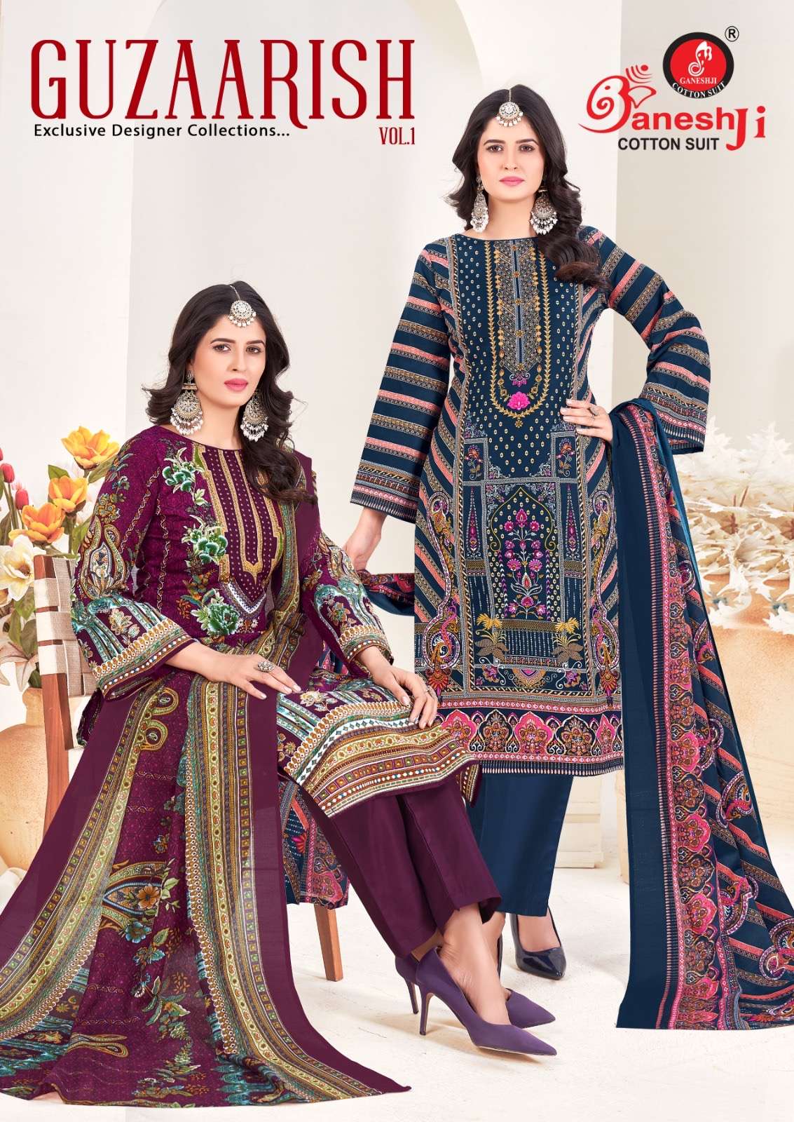 Ganeshji guzaarish vol 1 series 1001-1008 cotton wholesale suit