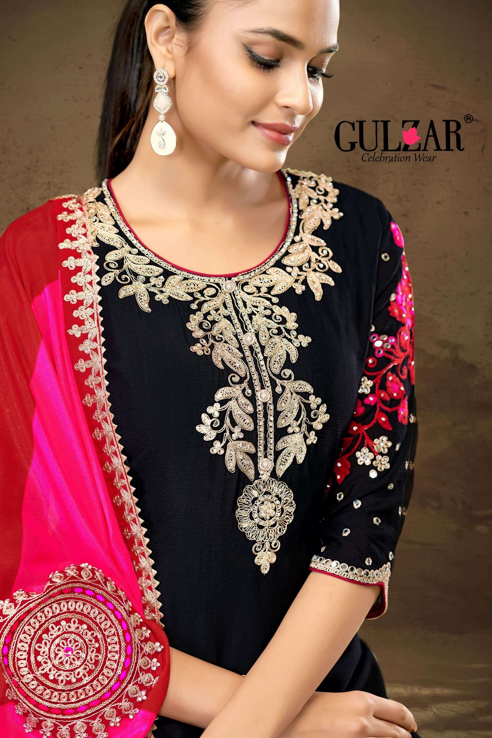 Gulzar hazariphool series 2141-2142 premium chinon wholesale suit