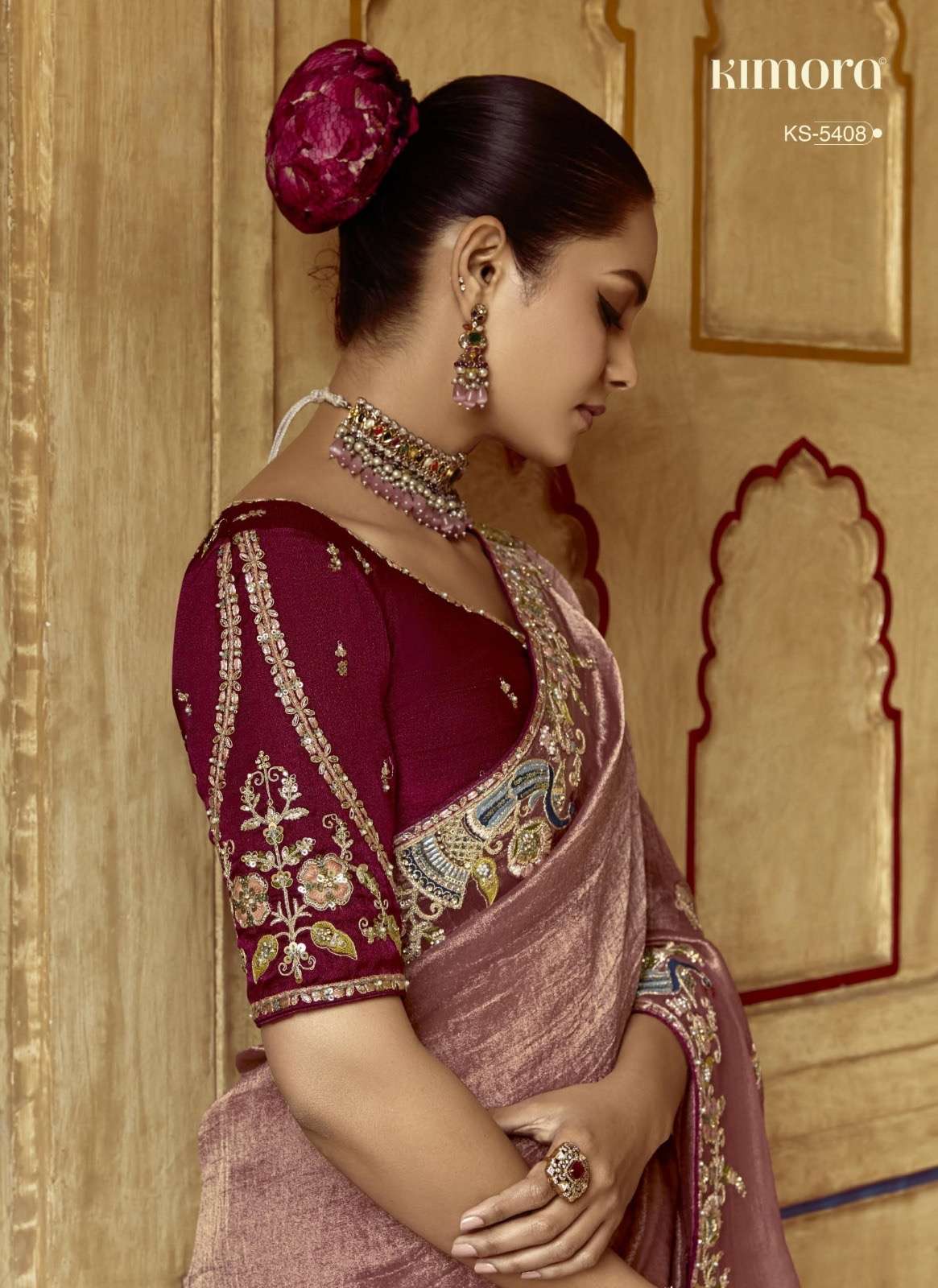 Kimora pankhudi designer fancy embroidered wholesale saree