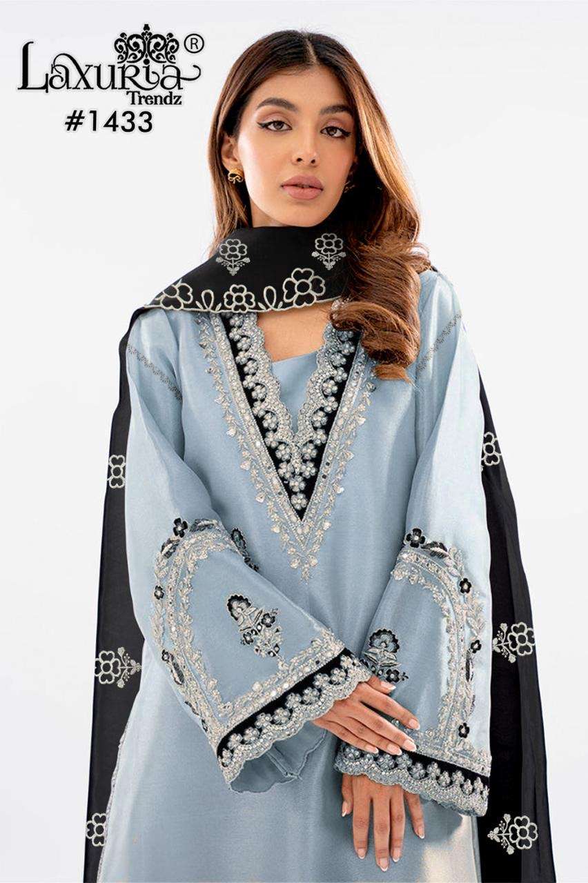 Laxuria trend 1433 organza satin wholesale suit