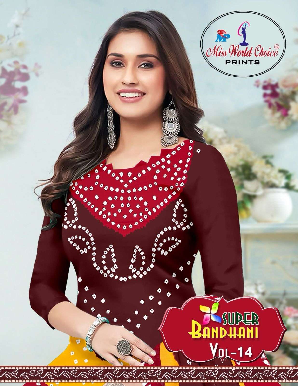 Miss World Super Bandhani Vol-14 series 14001-14010 Pure Cotton wholesale suit 