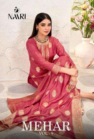Naari mehar vol 9 series 127001-127004 muslin jacquard suit