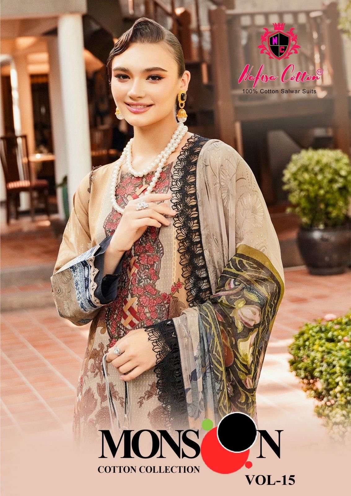 Nafisa monsoon vol 15 series 15001-15006 cotton wholesale suit