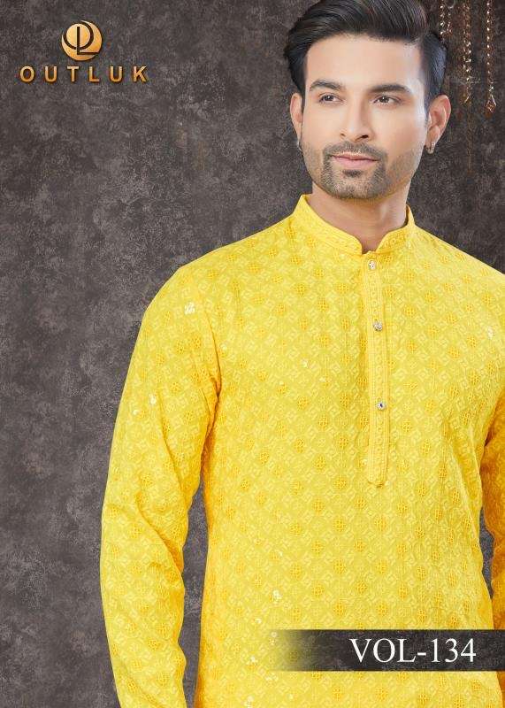 Outluk vol 134 rayon siffly readymade wholesale mens kurta