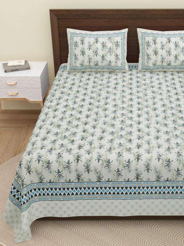 pr oliyandar super king size cotton readymade printed bedsheet with 2 pillow covers