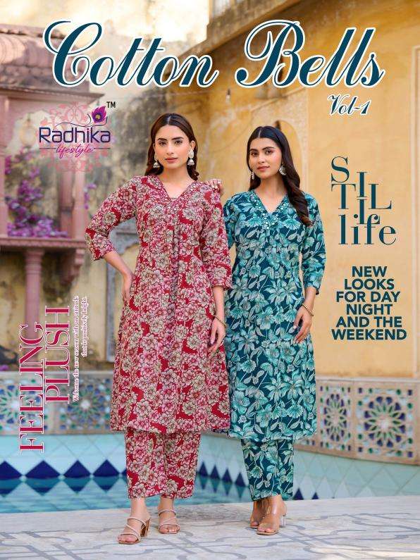 radhika lifestyle cotton bells vol 1 cotton kurti with bottom