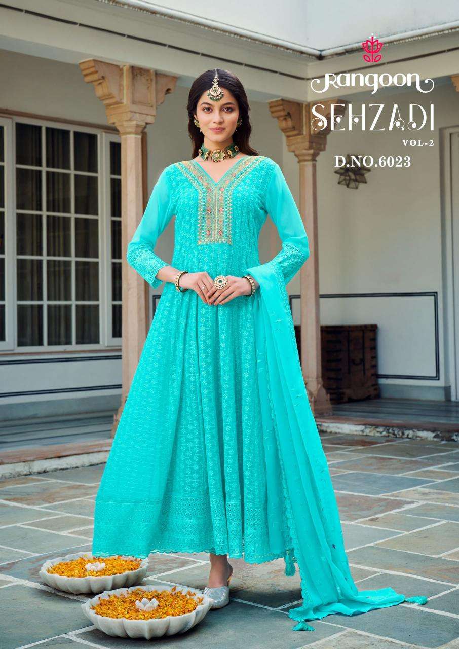 rangoon sehzadi vol 2 series 6021-6024 georgette wholesale suit 