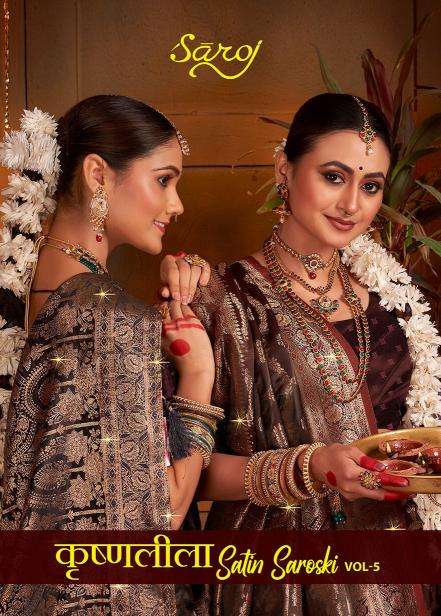 Saroj Krishnaleela Satin Swaroski vol.5 series 1001-1004 satin silk wholesale saree