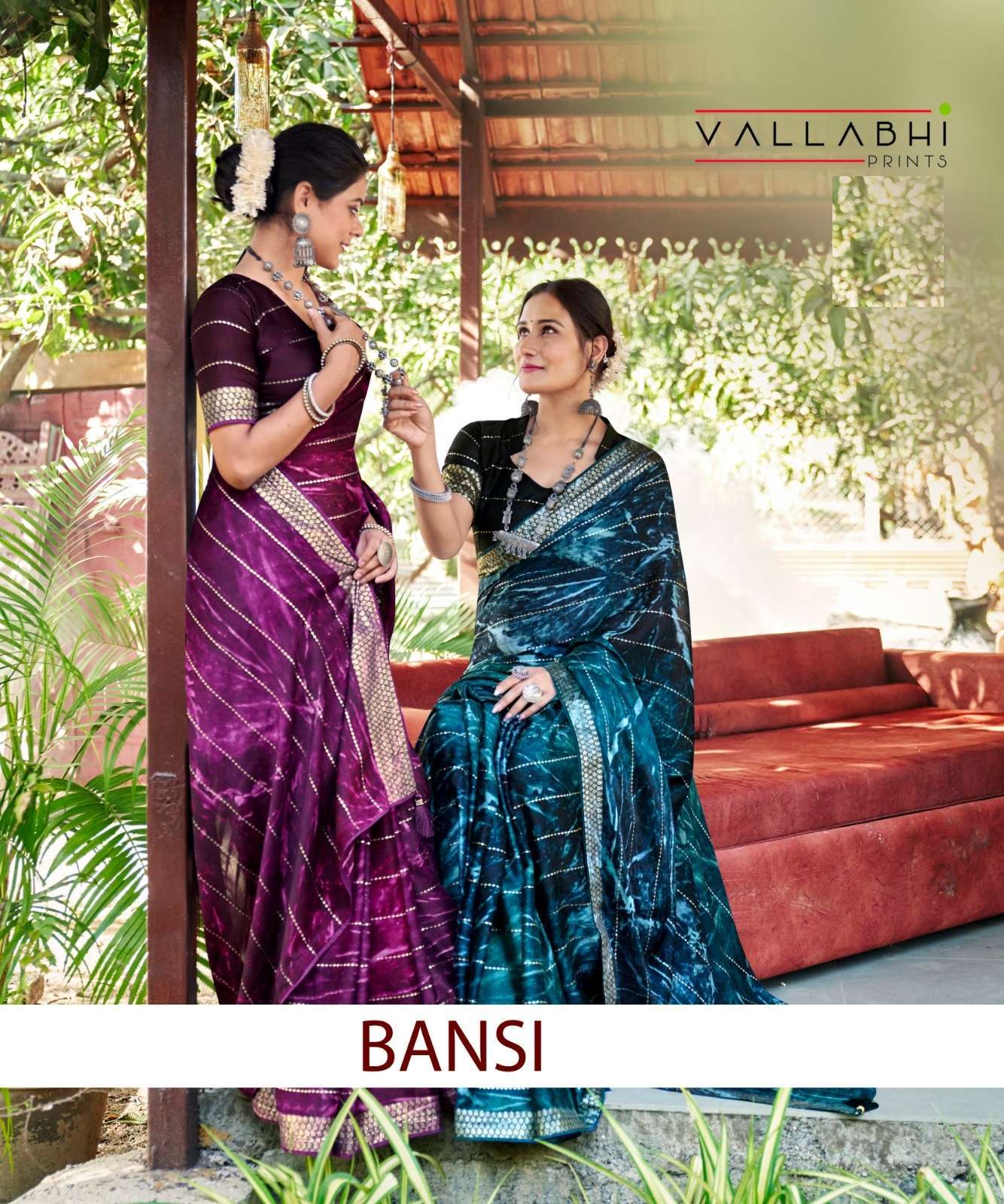 Vallabhi prints bansi vol 1 series 32671-32676 georgette wholesale saree
