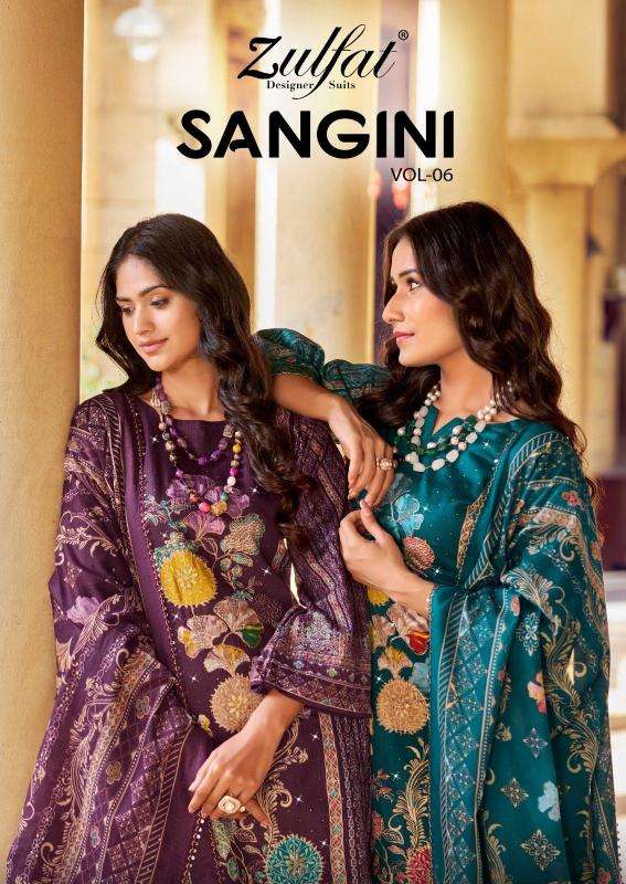 zulfat sangini vol 6 series 657001-647006 zam cotton wholesale suit 