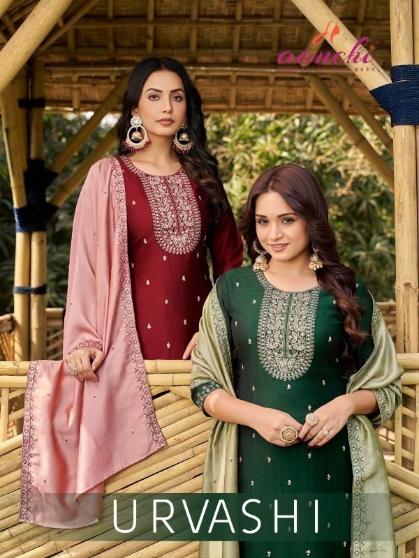 aanchi urvashi vichitra silk wholesale suit 