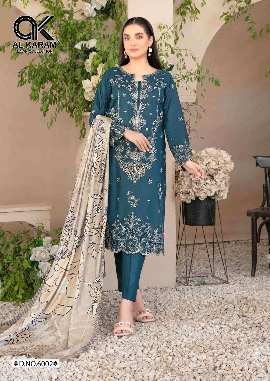 Alkaram Florence Vol-6 series 6001-6006 Pure Lawn Cotton wholesale suit 