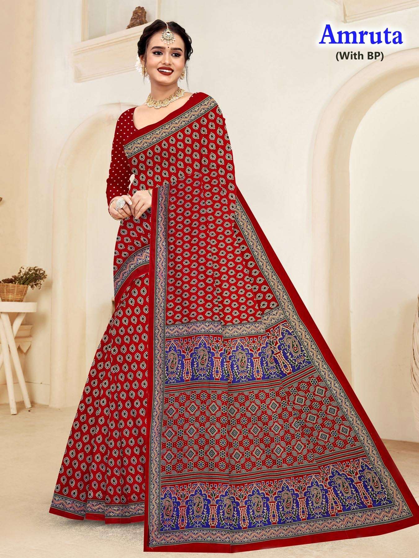 Amruta Pure Cotton Printed wholesale saree