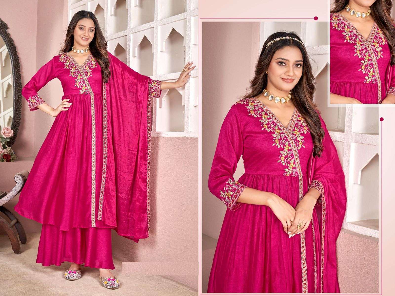 Anaya 2.0 Vichitra  With Embroidery Work With Full Inner wholesale suit 
