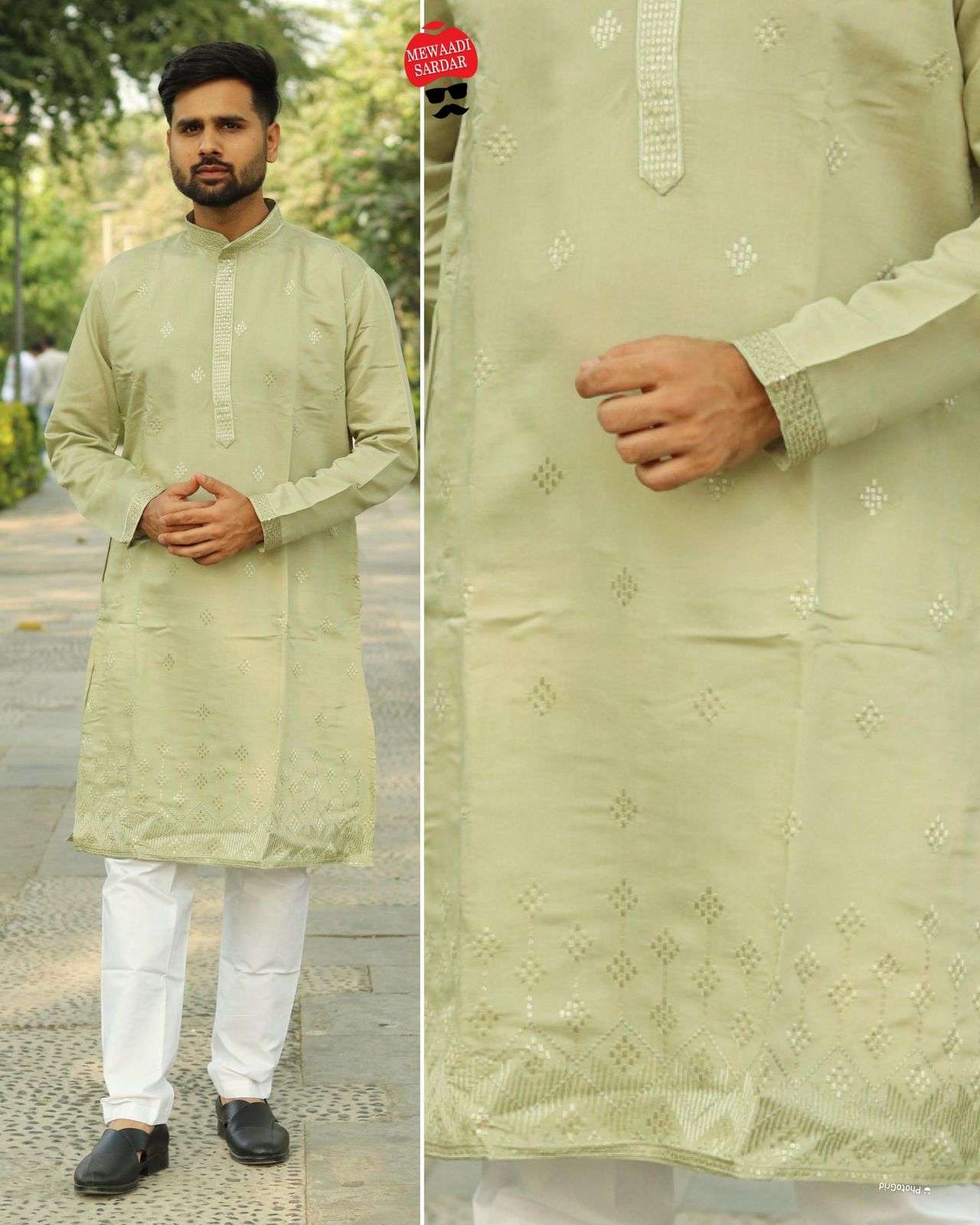 Andaaz Premium Silk With Embroidery Work mens kurta