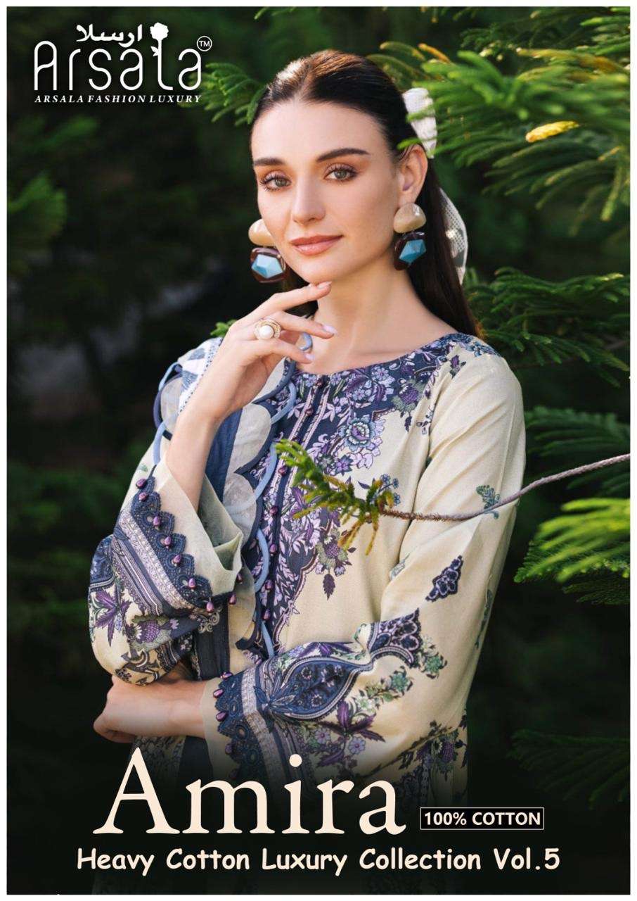 Arsala amira vol-5 series 501-506 lawn cotton wholesale suit