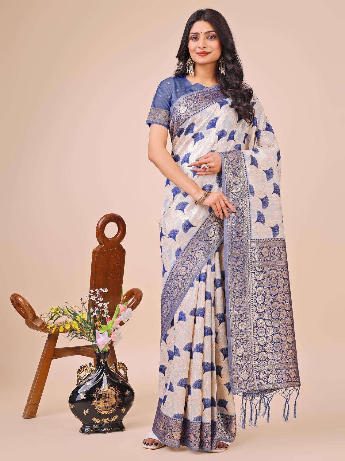 Astita linen queen series 1001-1006 linen wholesale saree