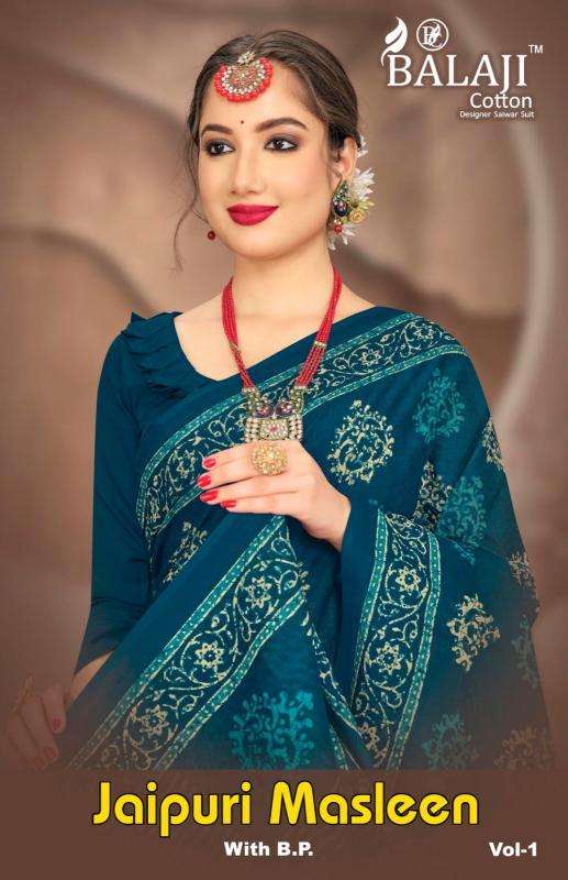 balaji jaipuri masleen vol 1 series 101-110 cotton wholesale saree