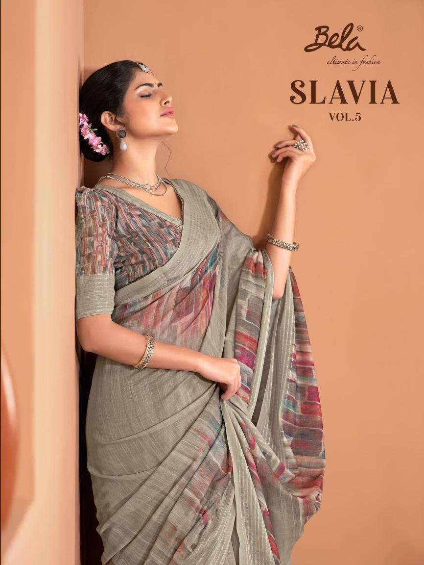 Bela fashion slavia vol 5 series 25650-25667 linen wholesale saree