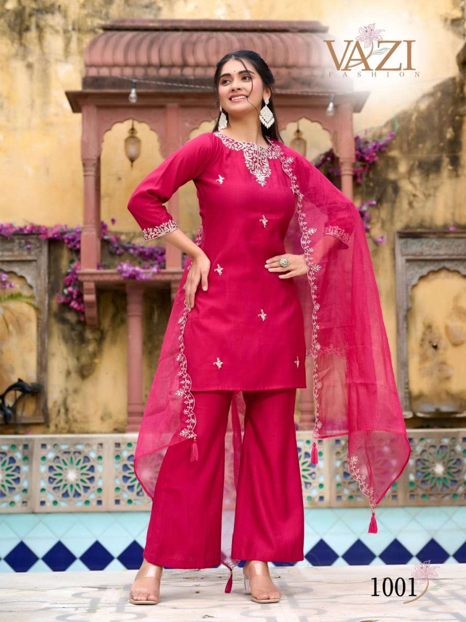 Bell bottom designer vertican co-ord set with dupatta 