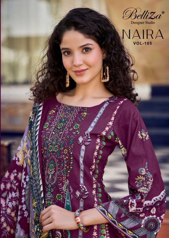 belliza naira vol 105 series 843001-843008 cotton readymade wholesale suit 