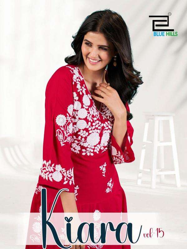 blue hills kiara vol 15 series 1501-1504 rayon 14 kg wholesale kurti