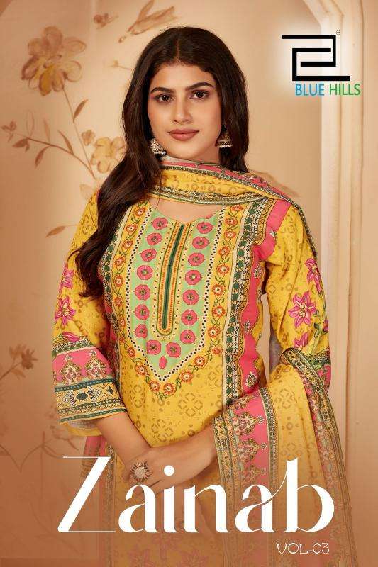 Blue hills zainab vol 3 series 3001-3004 muslin print wholesale suit