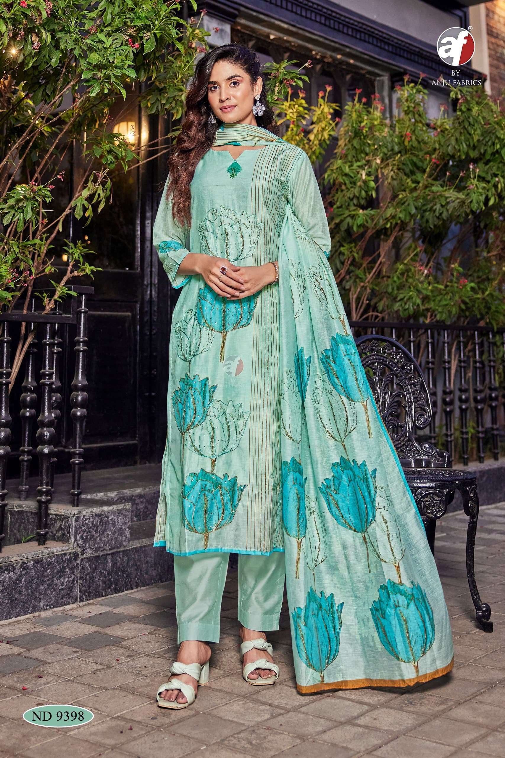 Blueish designer pure cotton wholesale suit