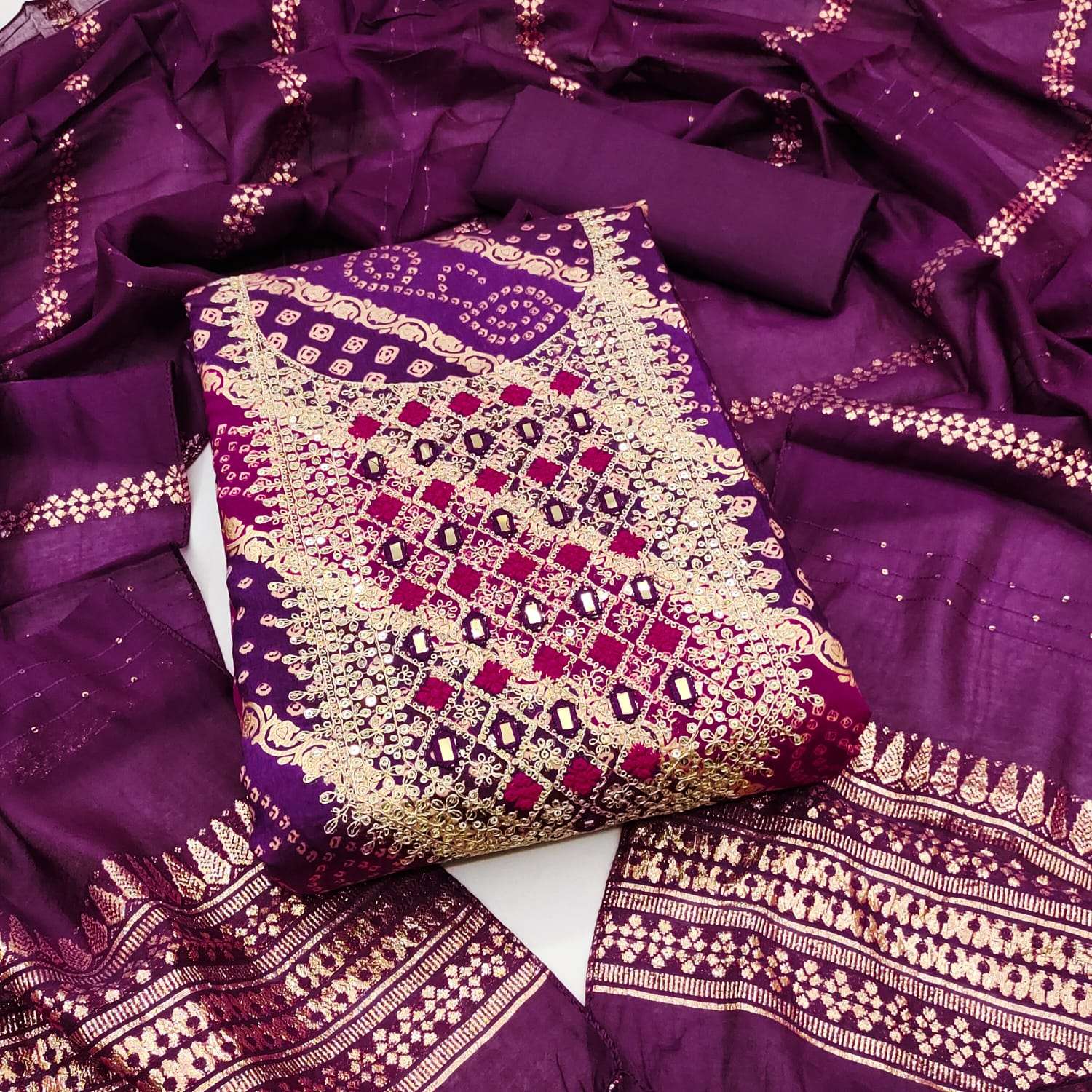 btm 1704 PV CHANDERI PRINT wholesale suit 