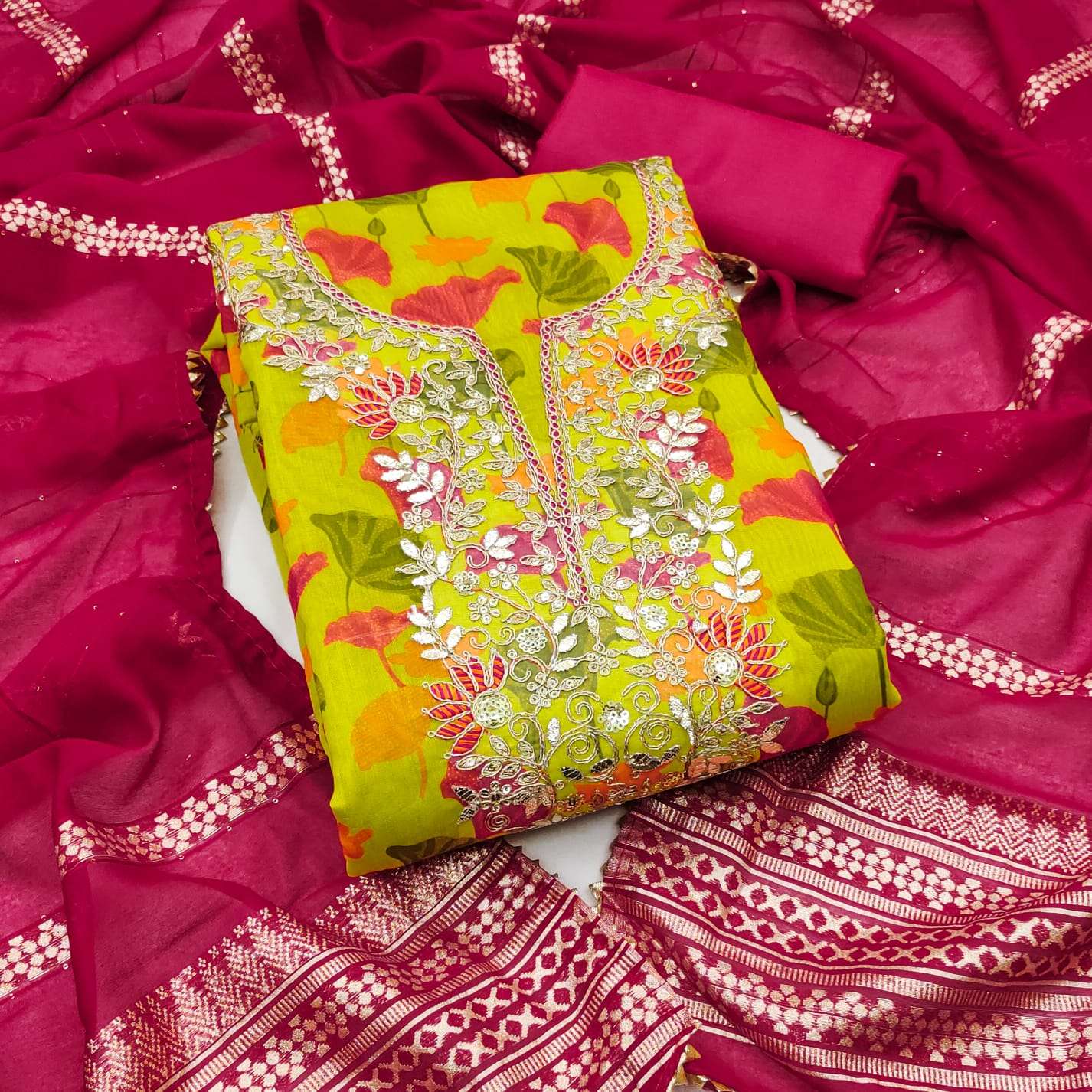 btm-202 CHANDERI PRINT KODDING SQUANCE WORK wholesale suit 