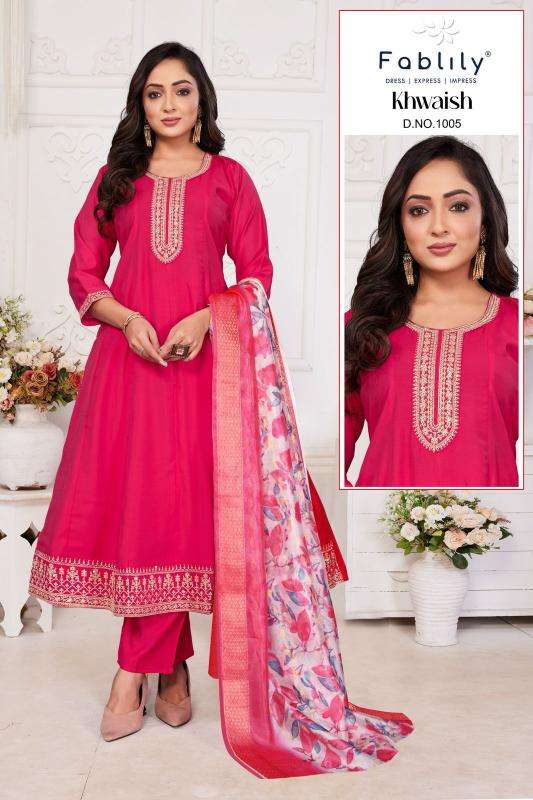 Fablily khawaish series 1001-1006 silk wholesale suit
