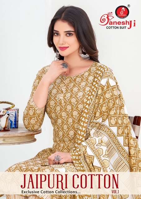 Ganeshji jaipuri vol-1 series 1001-1008 heavy cotton wholesale suit