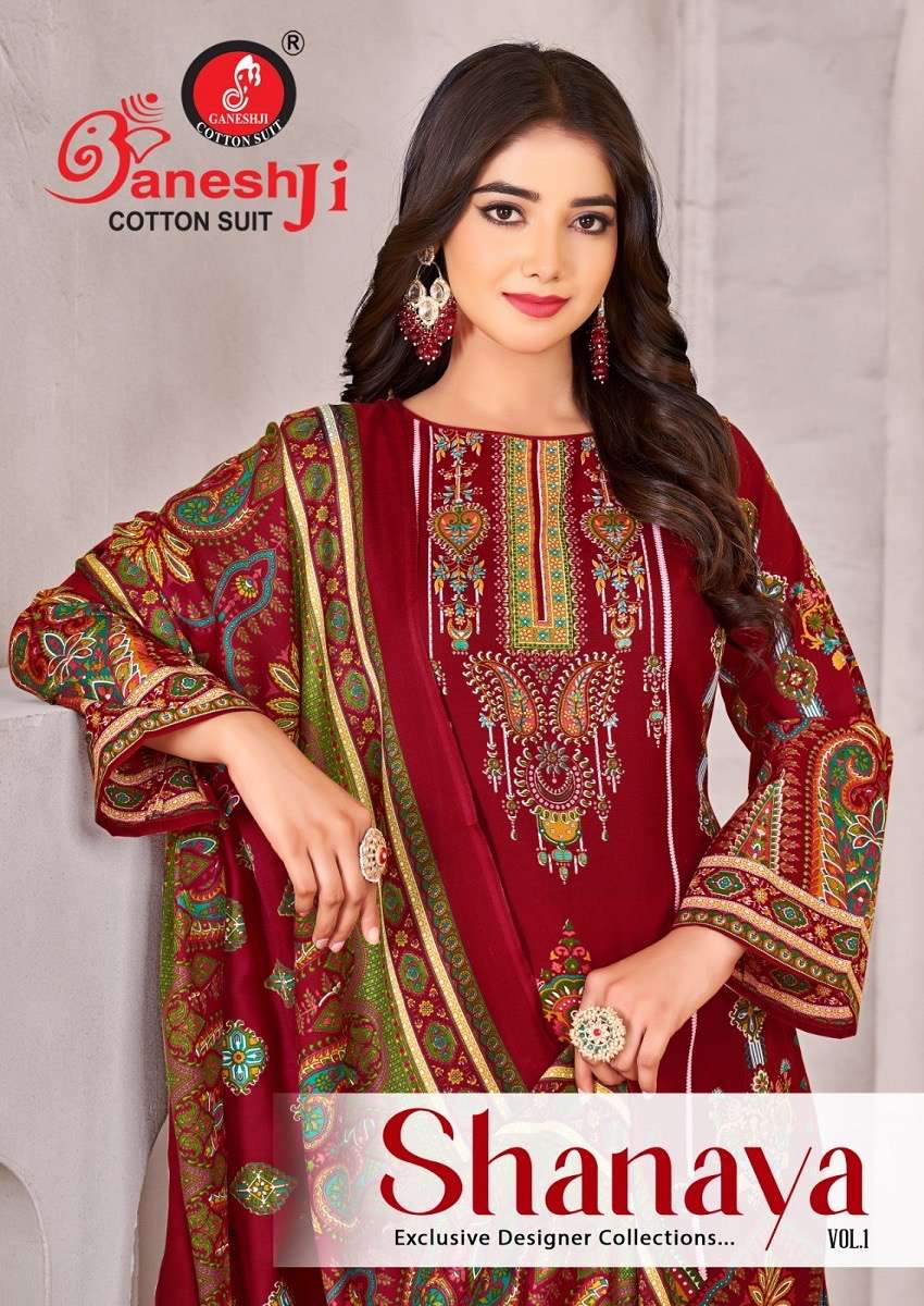 Ganeshji shanaya vol-1 series 1001-1008 soft cotton wholesale suit