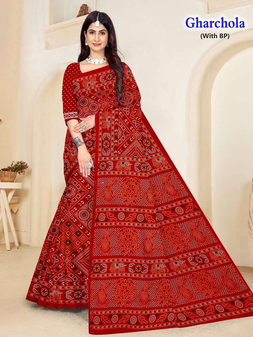 Gharcholo Pure Cotton Printed WHOLESALE SAREE