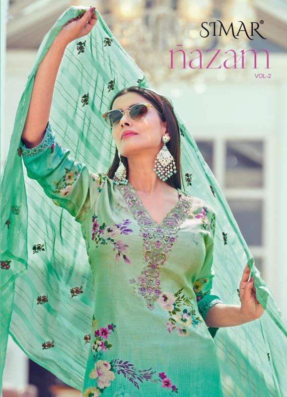 Glossy nazam vol 2 series 933-938 muslin wholesale suit