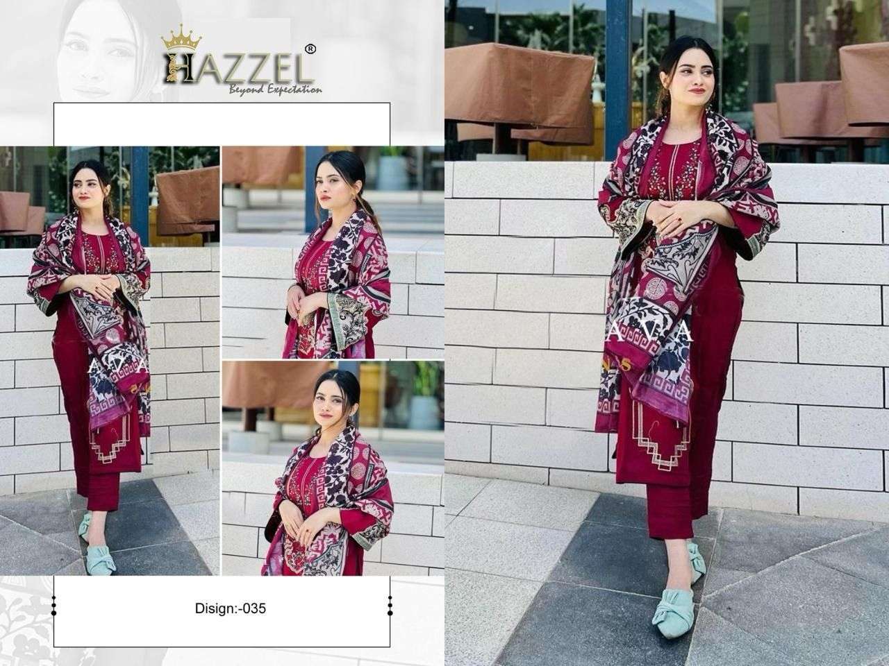 hazzel Design No - 035  Reyon With Cotton wholesale suit 