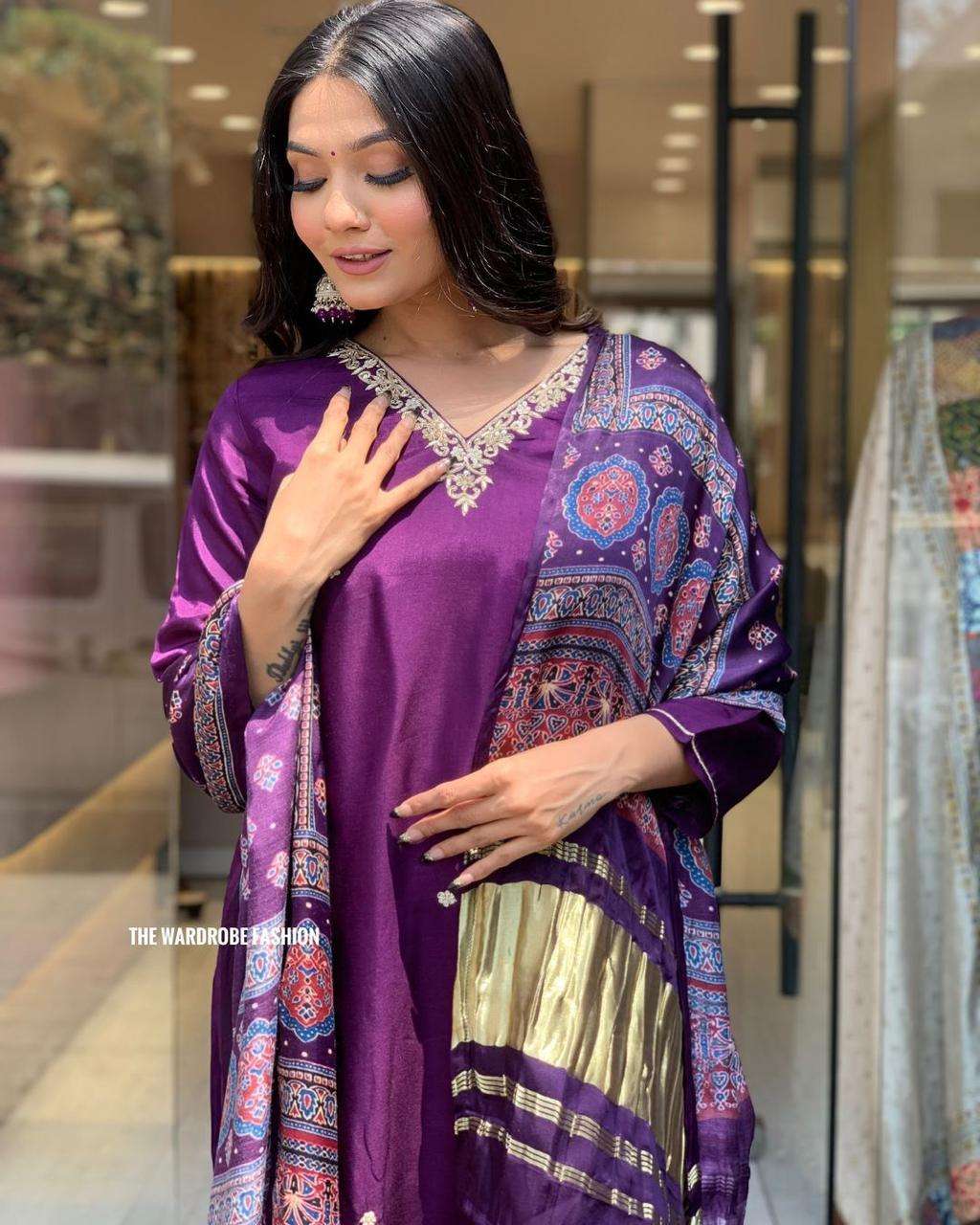 Heavy Roman Silk Fancy Kurti Pant With Duppata In Wholesale
