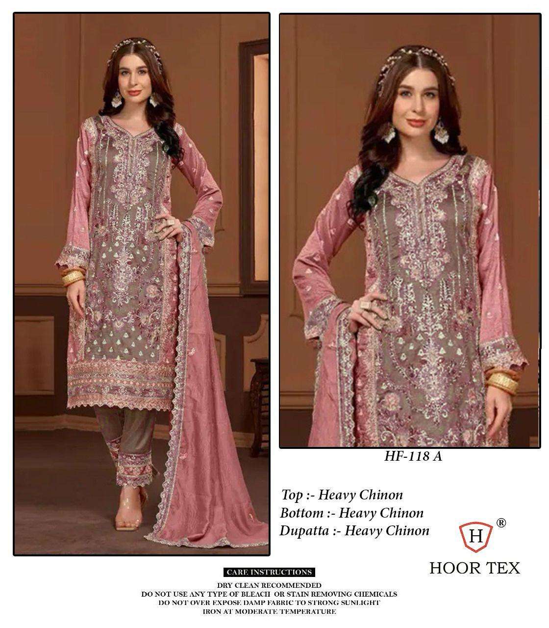 hoor tex HF-118,A to E heavy chinon pakistani readymade suit in wholesale