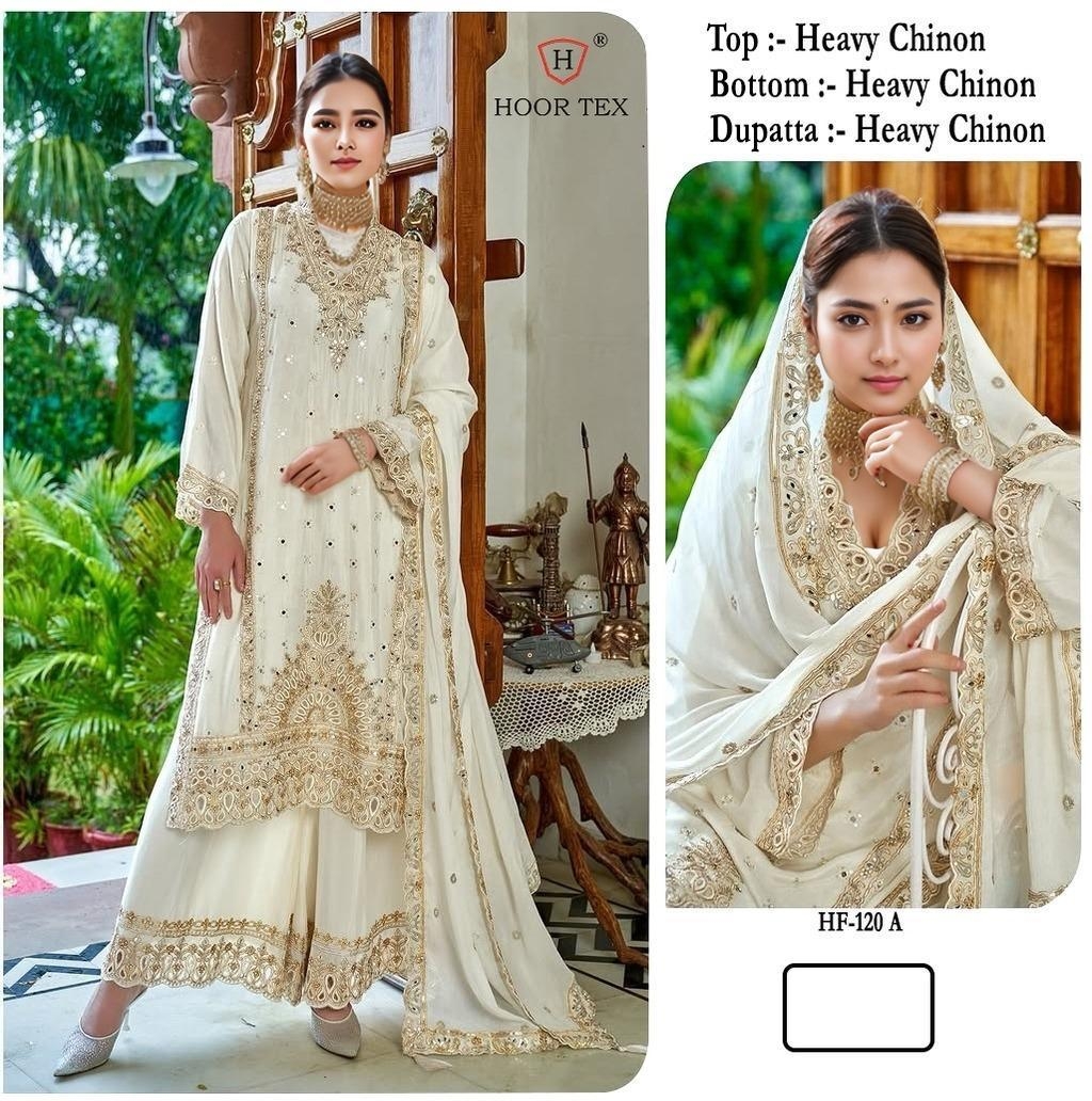 Hoor Tex  HF-120 A To D Heavy Chinon With Cut Work wholesale suit 