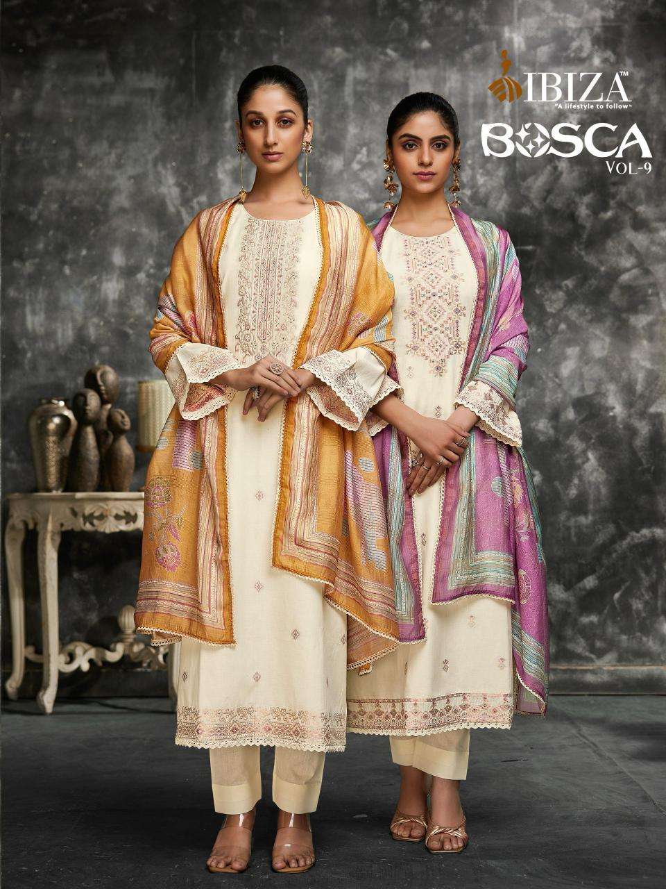 ibiza bosca vol 9 series 15828-15831 lawn cotton jacquard wholesale suit 