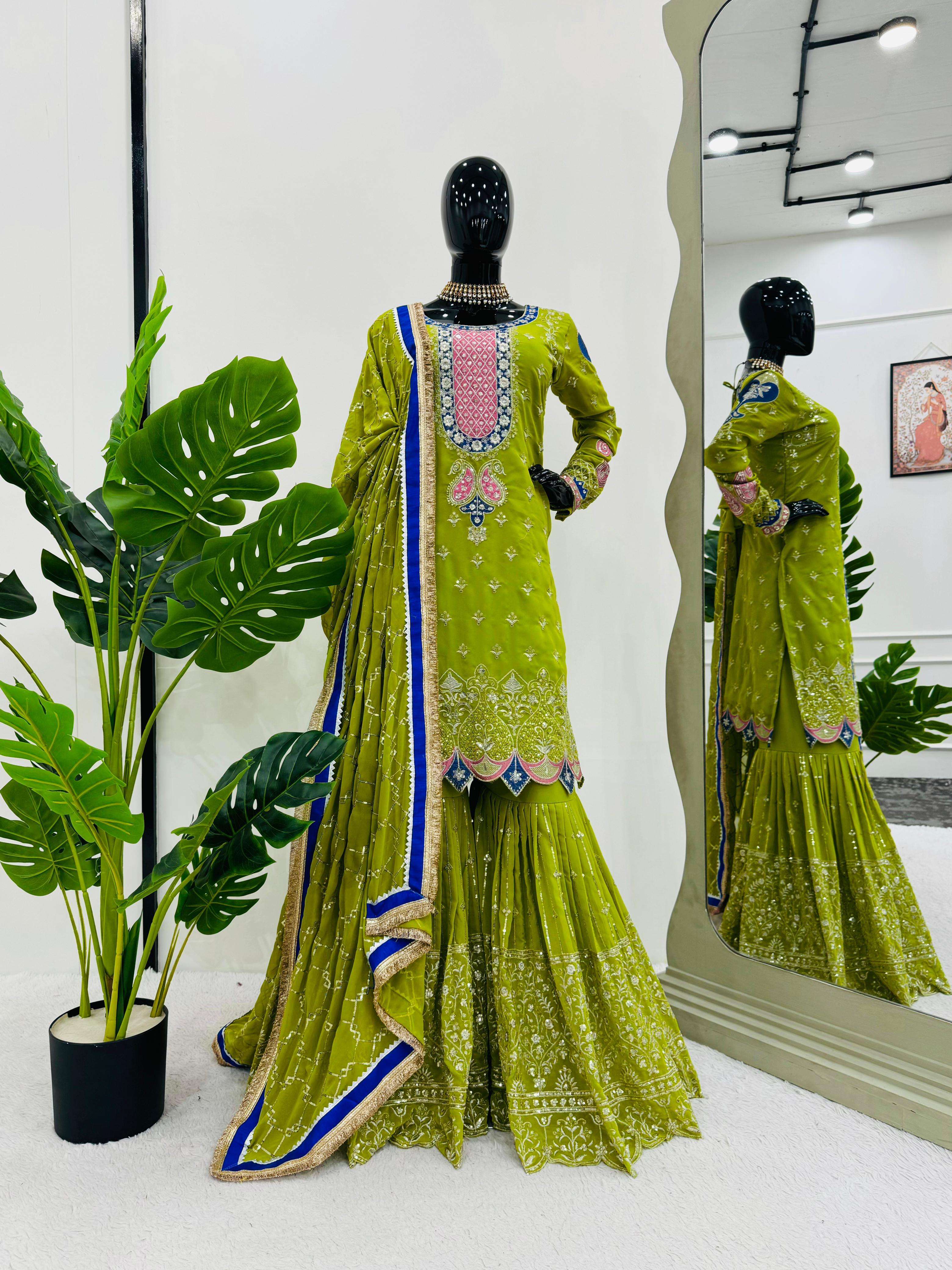 JINAAM :  5776 Foux Gorgette wholesale suit