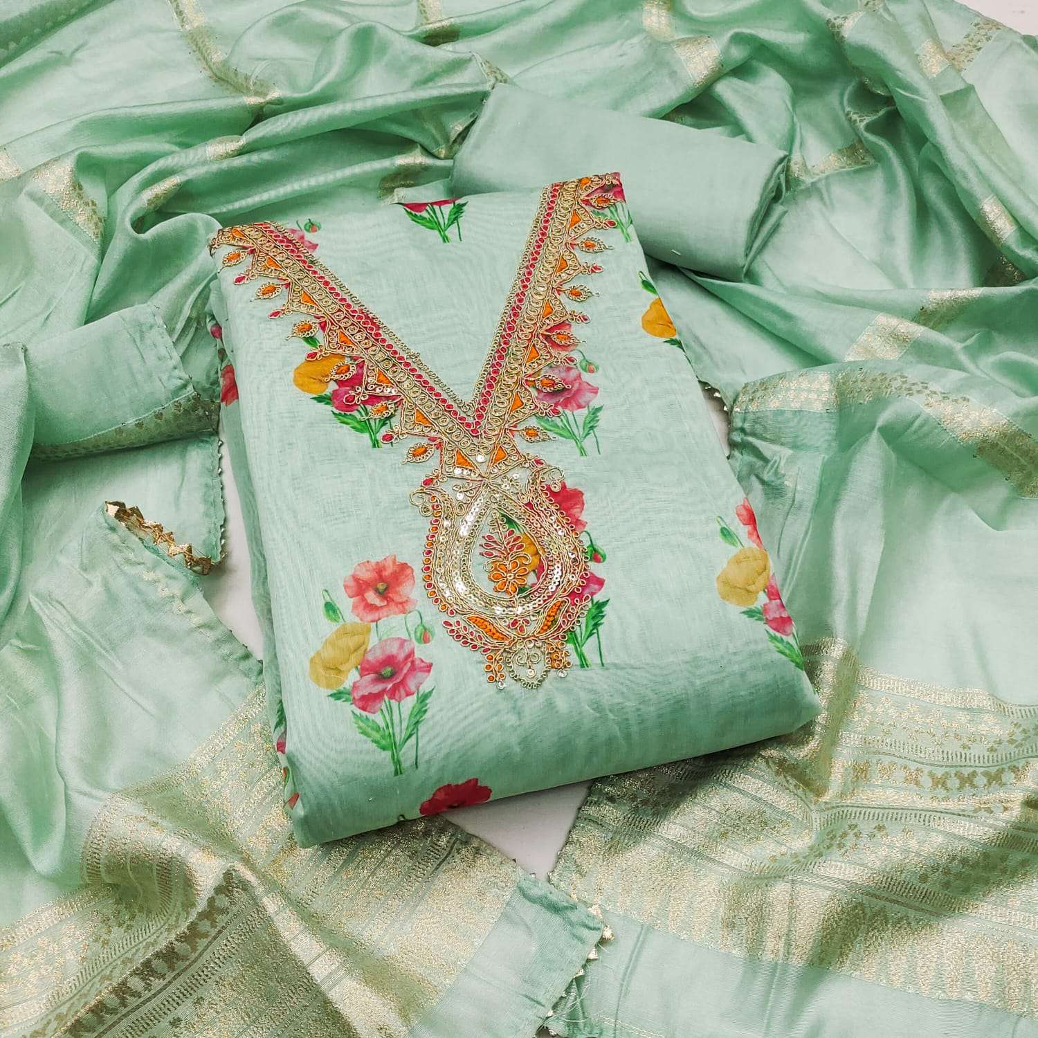 Jivora designer chanderi digital print wholesale suit