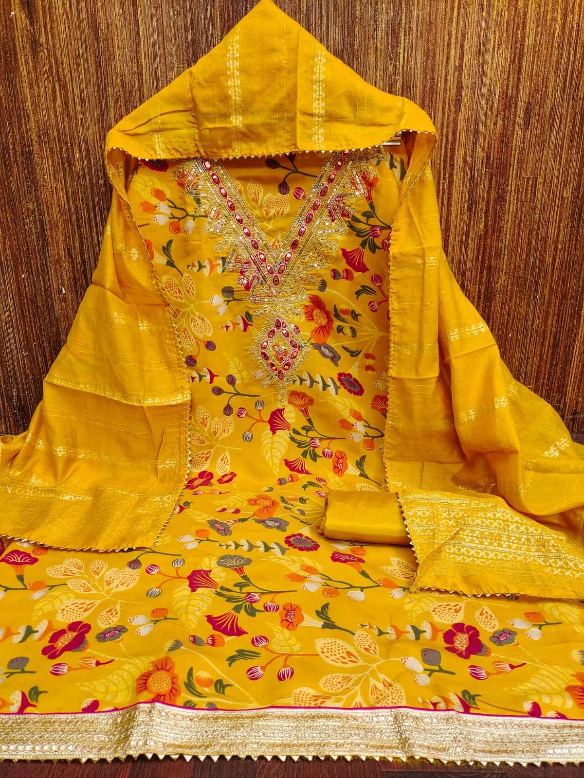 Jivora designer chanderi print wholesale suit