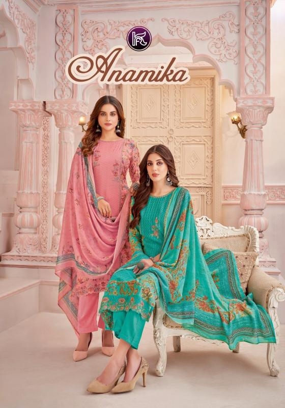kala fashion anamika series 1001-1006 muslin wholesale suit