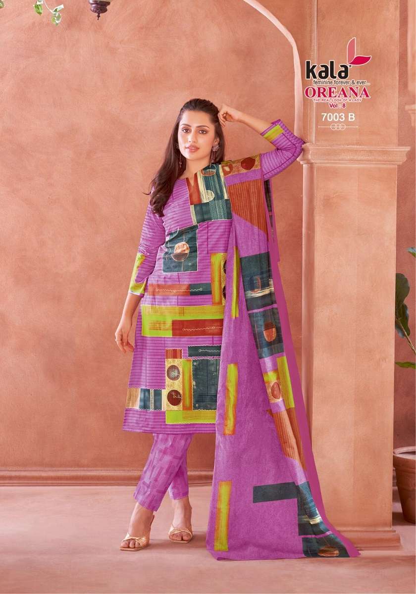 Kala Oreana Vol-8 series 7001-7012 pure cotton wholesale suit 